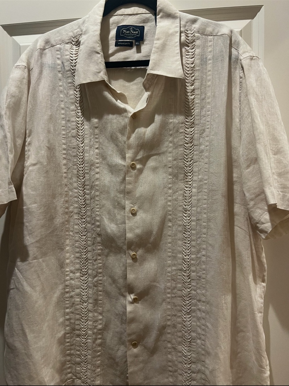Nat Nast Cream Short-Sleeve Guayabera-Style Button-Down Shirt